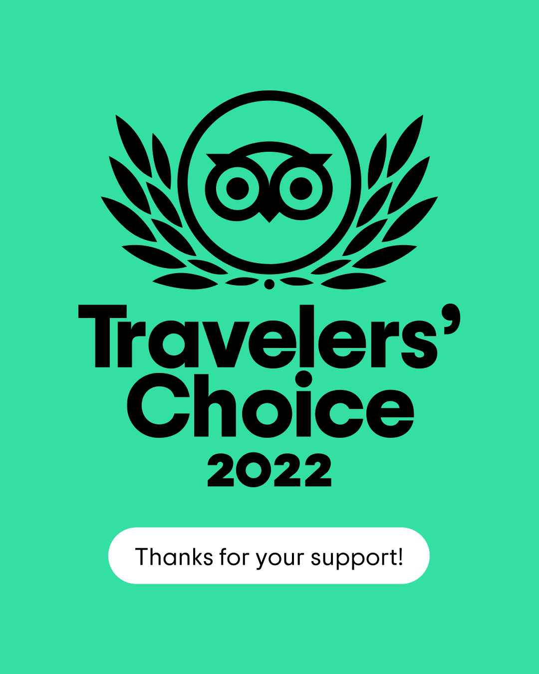 2022 Travellers' Choice award TripAdvisor