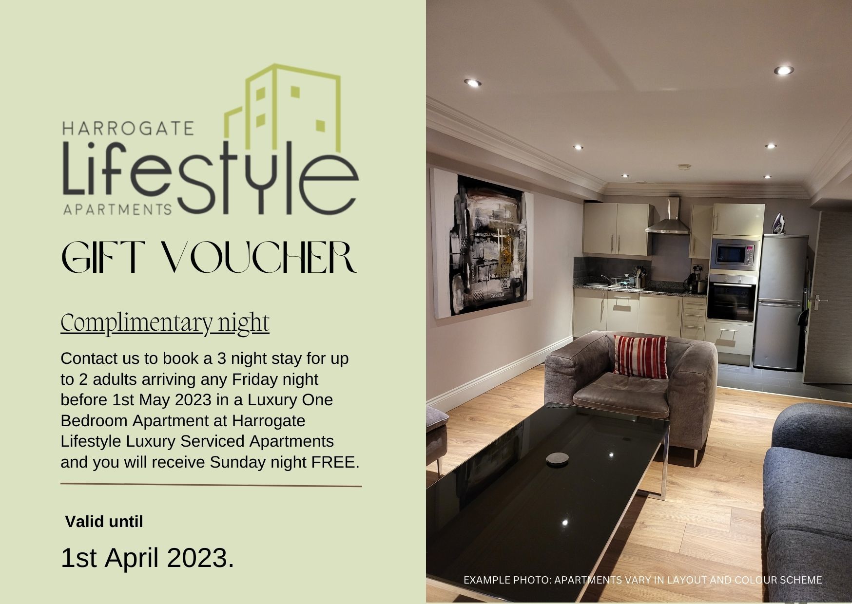 complimentary night stay at Harrogate Lifestyle Apartments