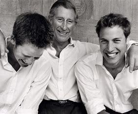 HRH The Prince of Wales and his children Prince William (right) and Prince Harry (left)