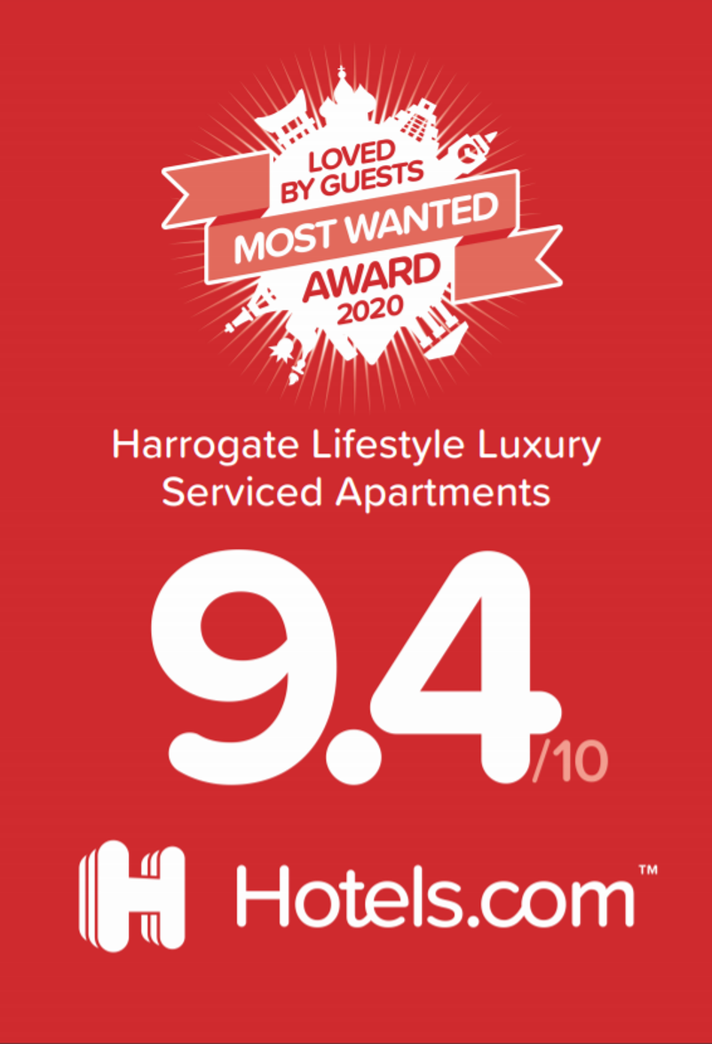 hotels.com LOVED BY GUESTS MOST WANTED AWARD 2020 Accommodation Harrogate UK