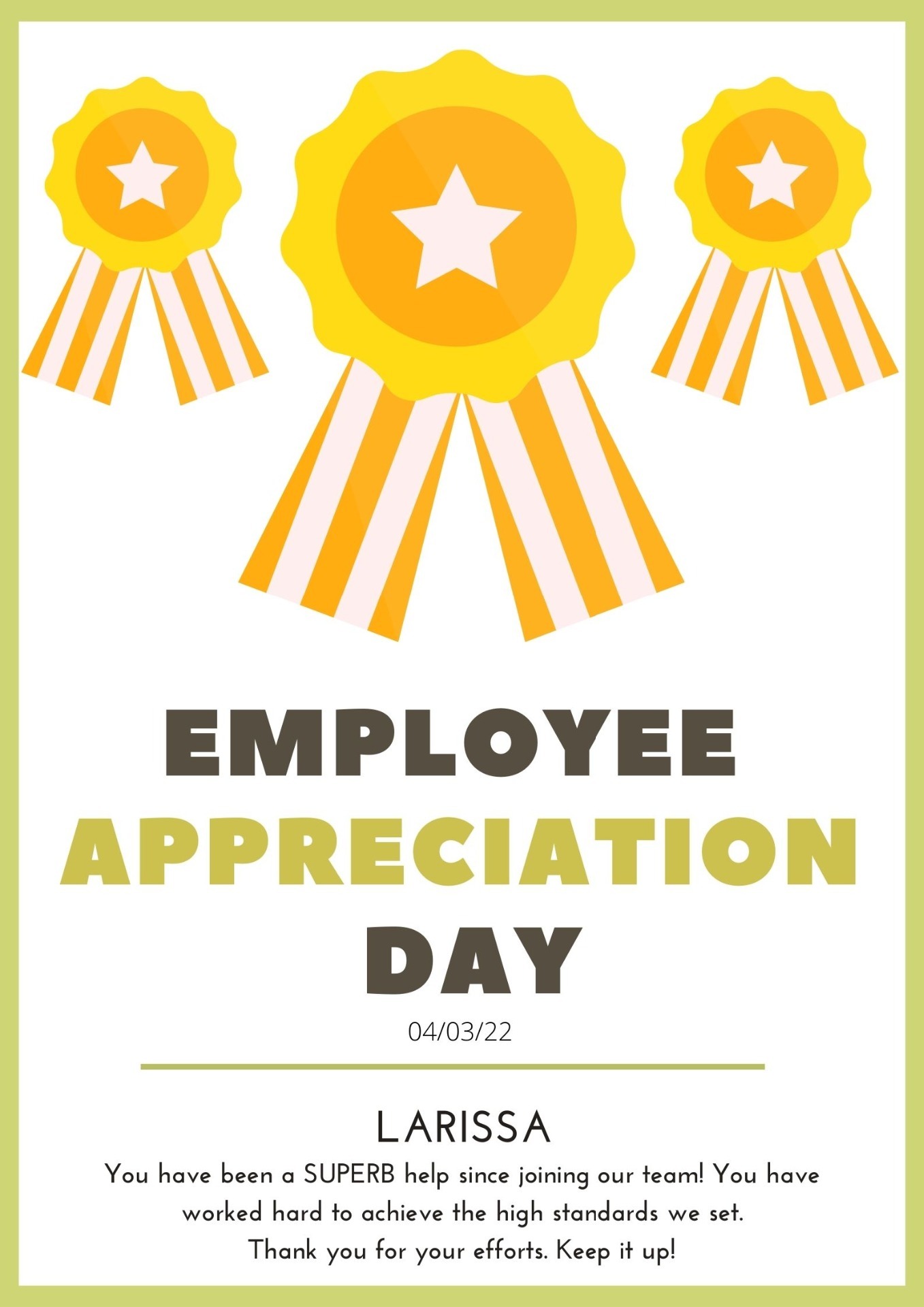 Employee appreciation day 4th March 2022 CERTIFICATE LARISSA